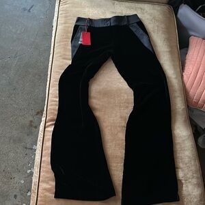 Velvet Silk upscale Formal trousers a pants trim Satin belt and pockets Size S